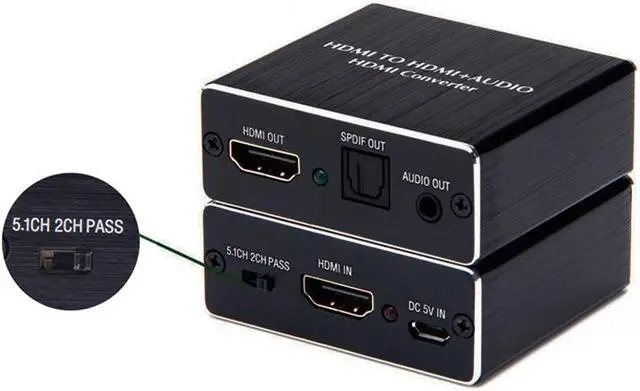Alt view image 4 of 6 - 1Pcs Hdmi audio extractor HDMI to HDMI and Optical TOSLINK SPDIF 3.5mm Stereo Audio Extractor Converter HDMI Audio Splitter Adapter