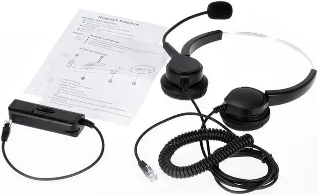 Alt view image 4 of 6 - Professional Telephone Headset Clear Voice Noise Cancellation Call Center Binaural Headphone Corded Headset with Micphone