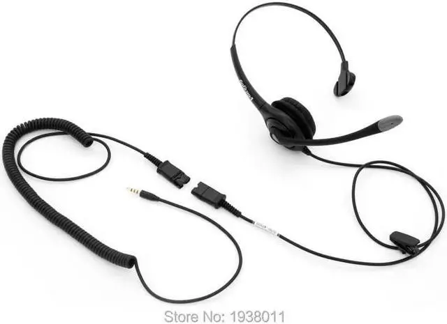 Alt view image 5 of 5 - Monaural RJ9/RJ10 connector headset wtih QD (Quick Disconnect) cable Noise canceling Telephone headset call center headset