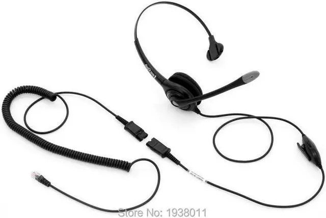 Alt view image 5 of 5 - Volume+Mute +RJ9/RJ10 connector headset wtih QD (Quick Disconnect) cable Noise canceling Telephone headset call center headset