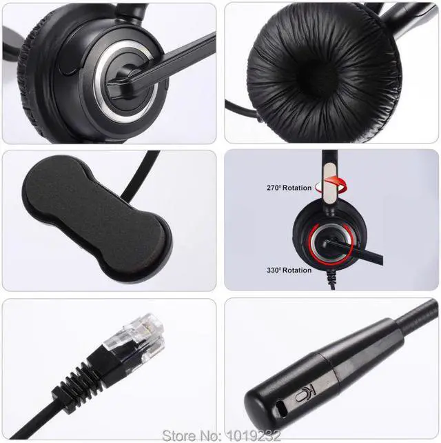 Alt view image 3 of 5 - RJ9 plug headset Noise canceling Telephone headphones call center phone headset office headphones for Nortel Avaya 24XX 4610 etc