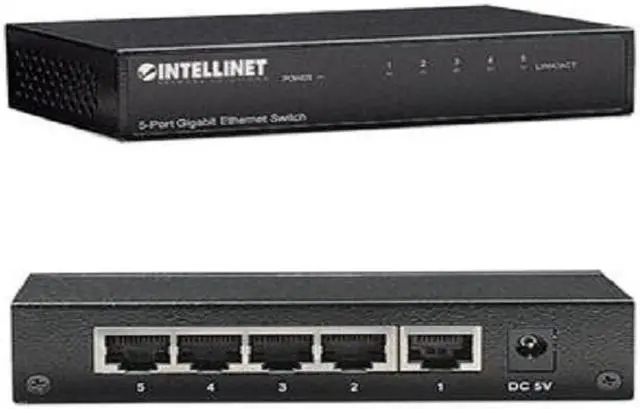 Alt view image 6 of 19 - Intellinet 5-Port Gigabit Ethernet Switch, Desktop Size, Metal Housing, IEEE 802.3az (Energy Efficient Ethernet)