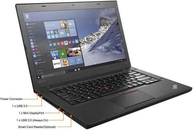 Alt view image 4 of 6 - Lenovo Laptop ThinkPad T460 Intel Core i5 6th Gen 6300U (2.40GHz) 16 GB Memory 512 GB SSD Intel HD Graphics 520 14.0" Windows 10 Pro 64-bit