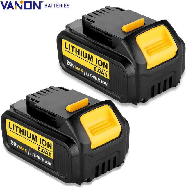 Main image of 2 Pack 6.0Ah DCB206-2 For DEWALT 20V MAX Premium 6.0Ah DCB205-2 DCB206 Cordless Power Tools Battery DCB205 DCB204 DCB204-2 DCB200 DCB201 DCB203 DCB181 DCB180 20V DCD/DCF/DCG/DCS Series