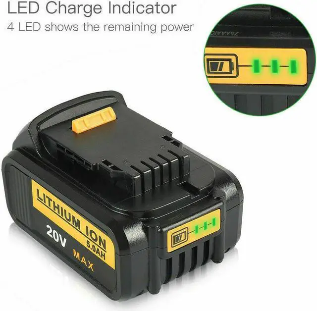 Alt view image 2 of 7 - 2Pack 20V MAX 5.0Ah XR Lithium Ion Battery for DEWALT DCB205 DCB200 DCB206 DCB204 and DCB112 Charger