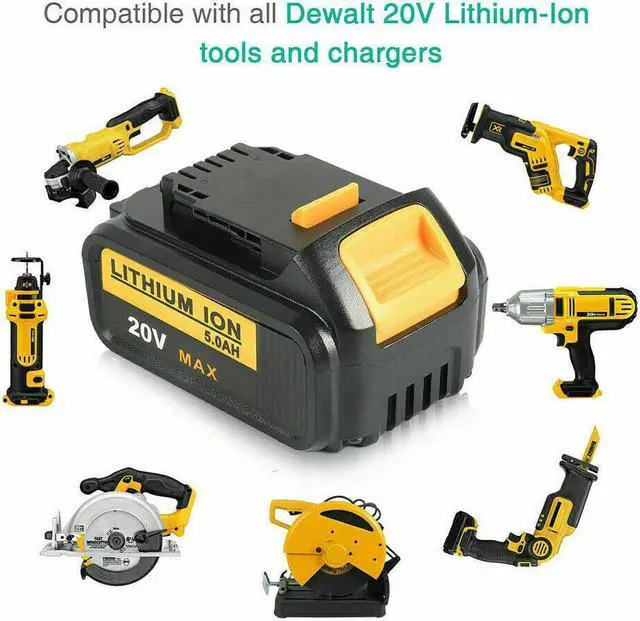 Alt view image 4 of 7 - 2Pack 20V MAX 5.0Ah XR Lithium Ion Battery for DEWALT DCB205 DCB200 DCB206 DCB204 and DCB112 Charger
