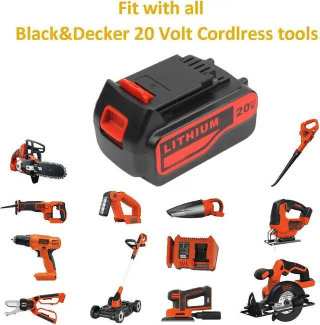 Alt view image 4 of 7 - Vanon 20V 4.0Ah Max Lithium Battery for Black & Decker LBXR20 LB20 LBX20 LB2X4020