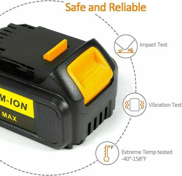 Alt view image 7 of 7 - Vanon For Dewalt 20V Max XR 5.0Ah Lithium Battery DCB204 DCB205 DCB206 DCB206-2
