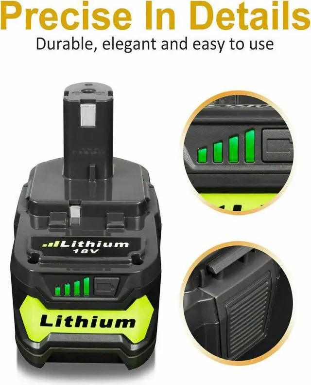 Alt view image 6 of 7 - Vanon 2X For Ryobi P108 P105 18V 5.0Ah One+Plus High Capacity Lithium Battery and P117 Charger