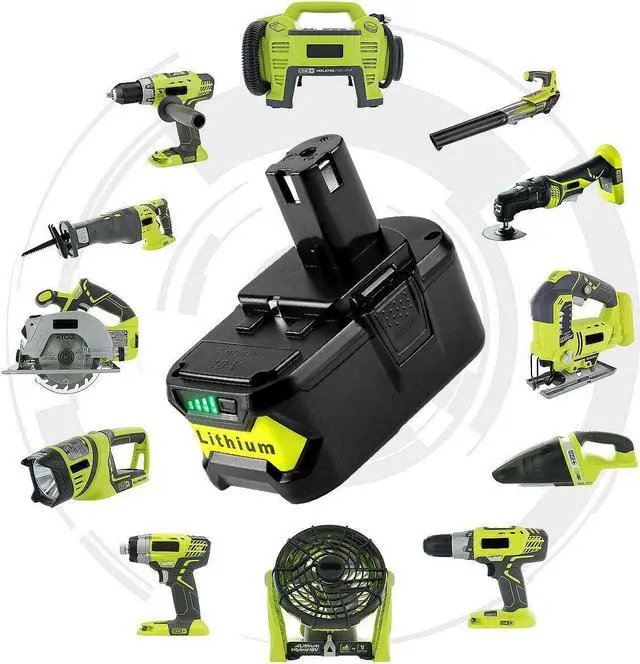 Alt view image 5 of 7 - Vanon 6.0Ah For Ryobi P108 P106 18V One+Plus High Capacity Lithium Battery and P117 Charger