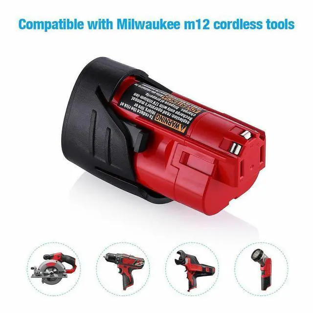 Alt view image 2 of 7 - VANON For Milwaukee M12 Lithium 12V 3.5Ah Compact Battery Pack 48-11-2420 48-11-2430 48-11-2402 48-11-2401 48-11-2411 Cordless