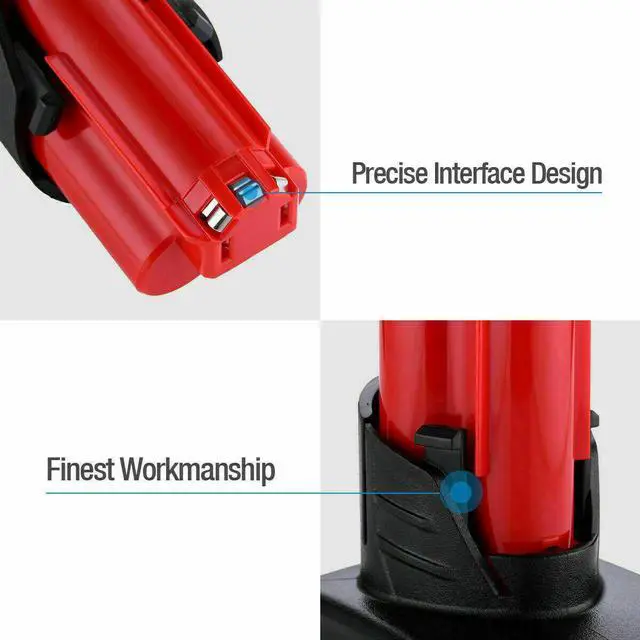 Alt view image 7 of 7 - VANON For Milwaukee M12 Lithium 12V 3.5Ah Compact Battery Pack 48-11-2420 48-11-2430 48-11-2402 48-11-2401 48-11-2411 Cordless
