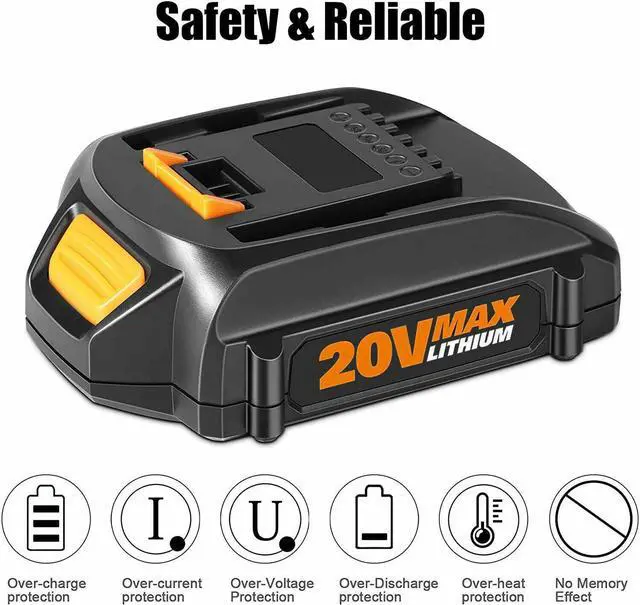 Alt view image 4 of 7 - 2Pack for Worx WA3520 Power Share 3.0AH Battery 20V WA3525 WA3520 WG166 WG151s WG155s