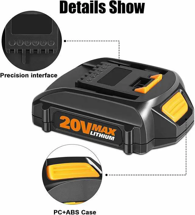 Alt view image 5 of 7 - 2Pack for Worx WA3520 Power Share 3.0AH Battery 20V WA3525 WA3520 WG166 WG151s WG155s