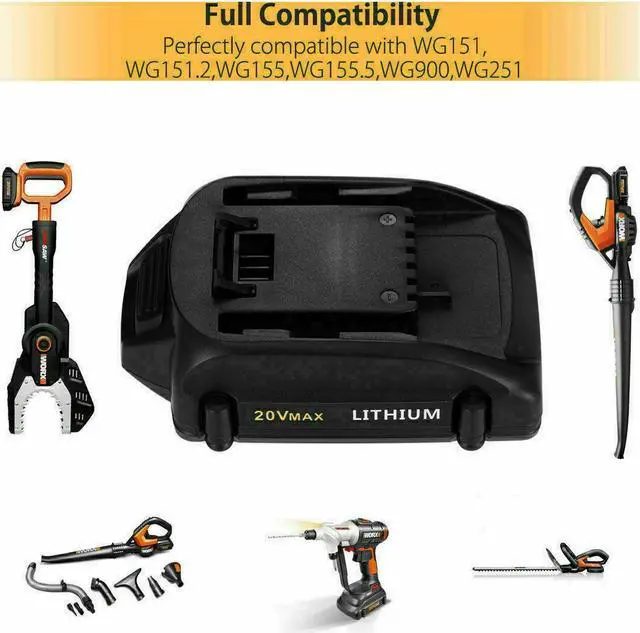 Alt view image 6 of 7 - 2Pack for Worx WA3520 Power Share 3.0AH Battery 20V WA3525 WA3520 WG166 WG151s WG155s