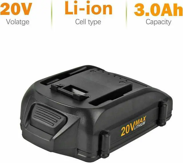 Alt view image 7 of 7 - 2Pack for Worx WA3520 Power Share 3.0AH Battery 20V WA3525 WA3520 WG166 WG151s WG155s