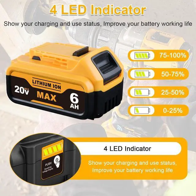 Alt view image 2 of 4 - Vanon For DeWalt DCB205-2 20V 20 Volt Max XR 6.0Ah Lithium Ion Battery DCB200