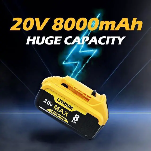 Alt view image 4 of 5 - VANON 20V MAX 8.0Ah Lithium Ion Battery for DEWALT DCB204 DCB205 DCB206 DCB205-2