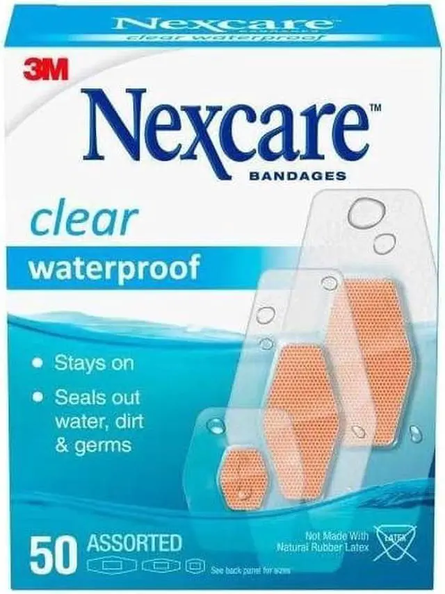 Alt view image 11 of 20 - 3m Nexcare Waterproof, Clear Bandages, Assorted Sizes, 50/Box 43250