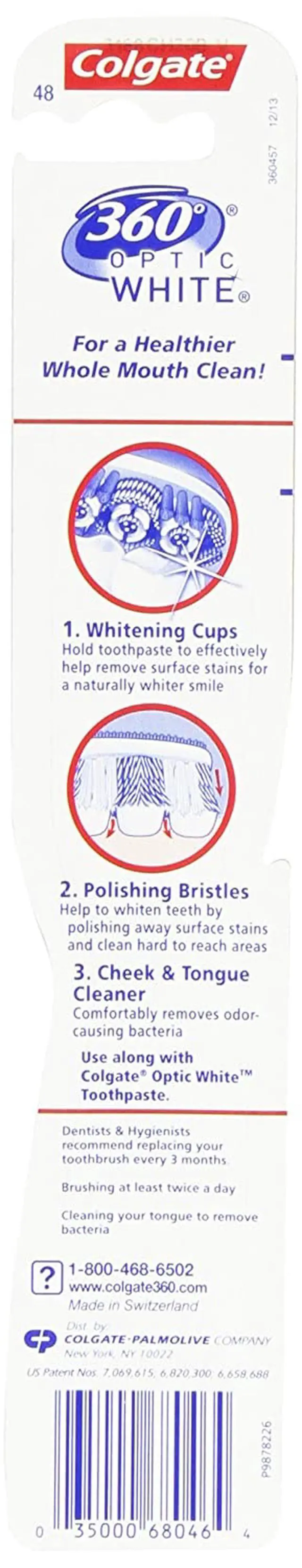 Alt view image 7 of 12 - Colgate 360 Optic White Full Head Toothbrush, Medium (6 Pack)