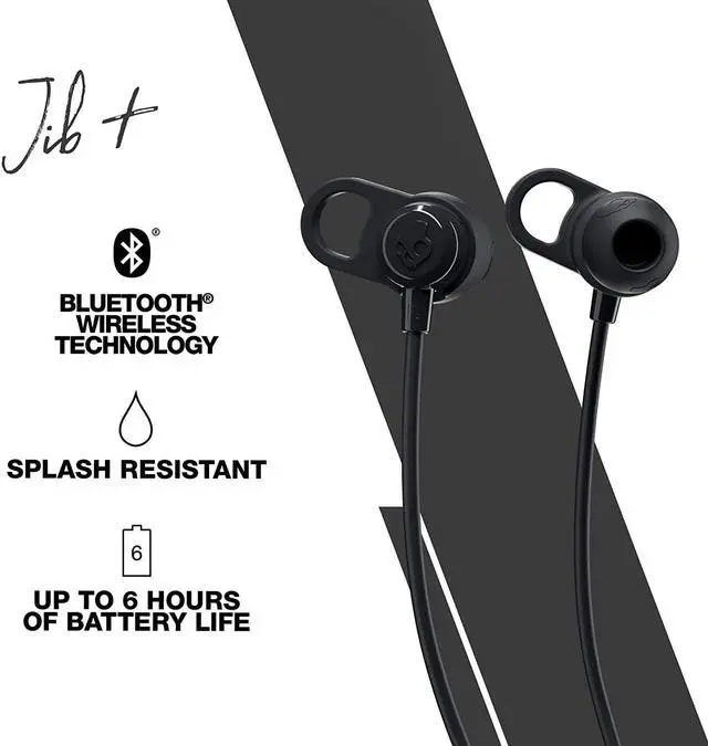 Alt view image 3 of 6 - Jib+ Wireless Earbuds Bluetooth Headphones Up to 6 Hours Battery Noise Isolating Fit Water Resistant Microphone for iPhone Android Convenient Collar and 3 Ear Gel Sizes - Black