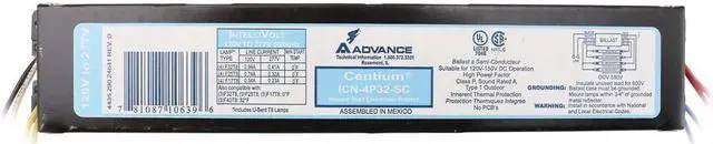 Alt view image 6 of 8 - ADVANCE IOPA-4P32-N 109 to 106 Watts, 3 or 4 Lamps, Electronic Ballast