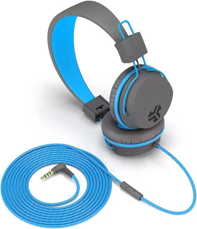 Alt view image 4 of 8 - JLAB Gray/Blue NEONHP-GRYBLU-BOX Neon On Ear Headphones with Universal Mic