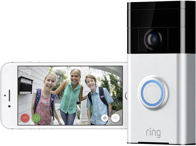 Alt view image 3 of 7 - Ring 8VR1S7-0EN0 V2 Advanced Security Video Doorbell with 1080 HD Indoor/Outdoor Functionality, Black and Silver