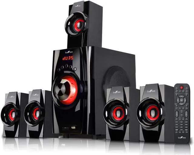 Alt view image 2 of 16 - Befree Sound BFS-410 5.1 Channel Surround Sound Bluetooth Speaker System, Red
