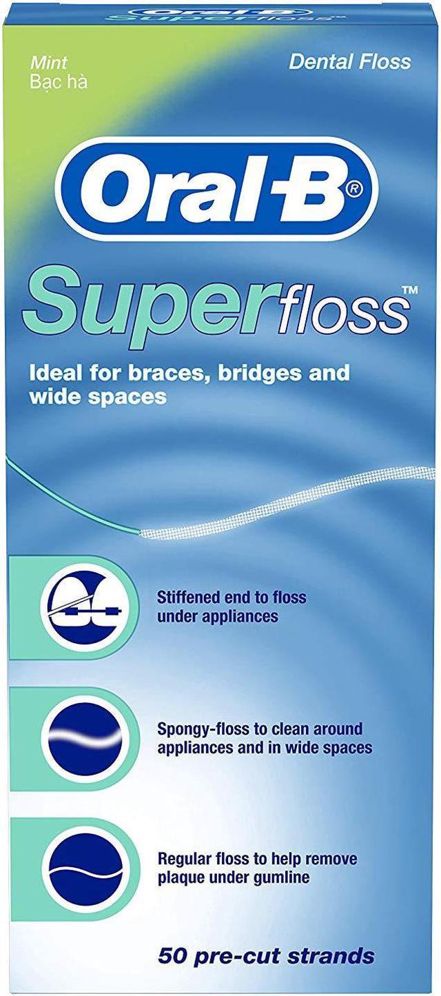 Oral-B Super Floss Pre-Cut Strands Dental Floss, Mint, 50 Count