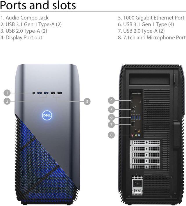 Alt view image 5 of 7 - Dell Inspiron 5680 Gaming Desktop ( Intel Core i5-8400 2.80Ghz, 8GB Ram, 128GB SSD + 1TB Hard Drive, Nvidia GeForce GTX 1060 3GB, Windows 10 Home ) Grade A