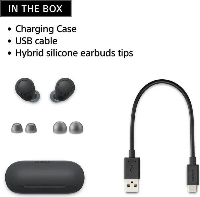 Alt view image 4 of 15 - Sony Black Truly Wireless Noise Canceling In-Ear Headphones - WFC700N/B