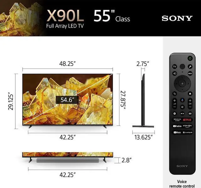 Alt view image 3 of 15 - Sony 55" BRAVIA XR X90L Full Array LED 4K HDR Google TV (2023) - XR55X90L