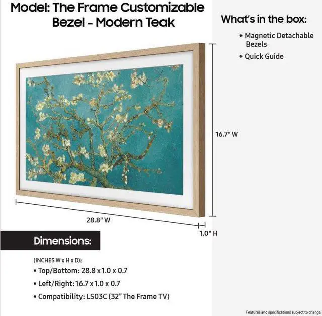 Alt view image 5 of 5 - Samsung (2023) 32" The Frame Customizable Bezel In Modern Teak - VG-SCFC32TKBZA