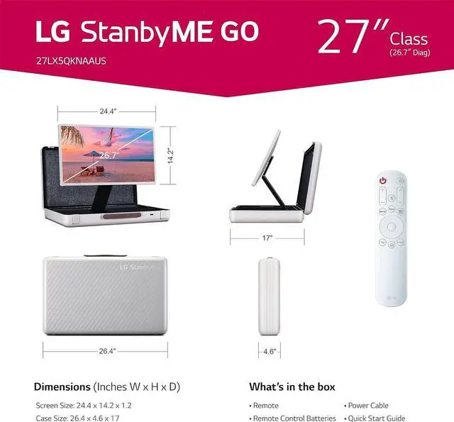 Alt view image 2 of 20 - LG 27" StanbyME Go FHD Portable Smart Touch Screen - 27LX5QKNA