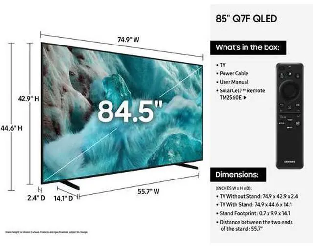 Alt view image 3 of 5 - Samsung Q7F QLED TV 85-Inch 4K Smart in Black - QN85Q7FAAFXZA