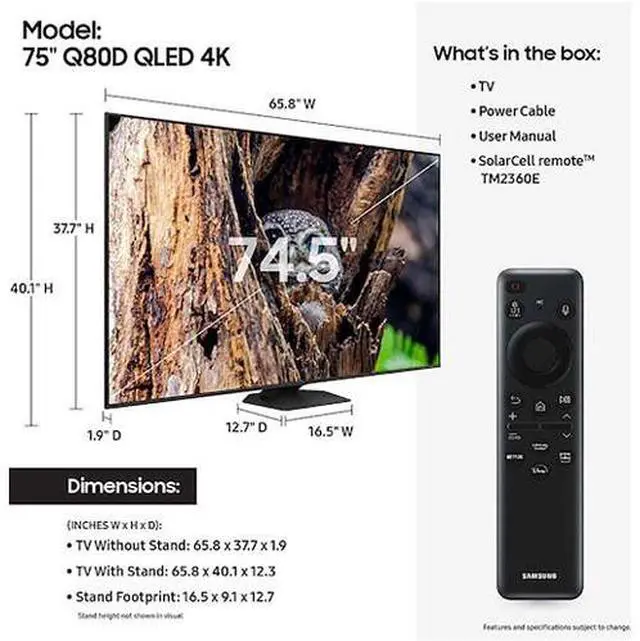 Alt view image 5 of 5 - Samsung QN75QN80F 75 inch Class Neo QLED QN80F 4K Vision AI Smart TV (2025)