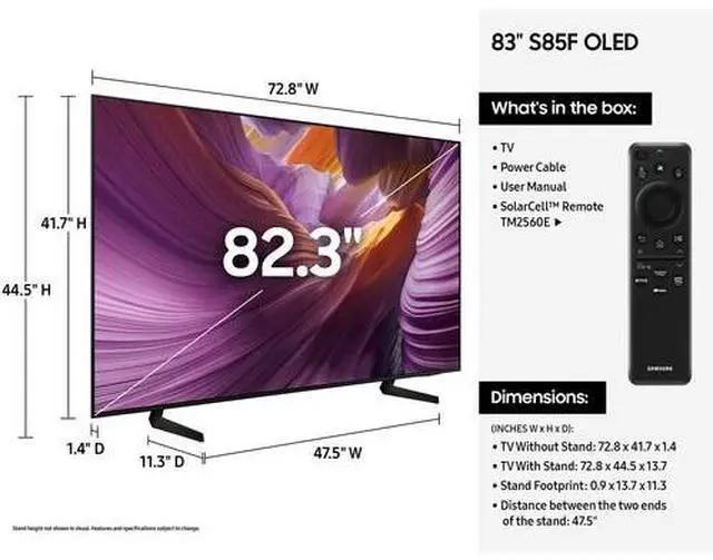 Alt view image 3 of 5 - Samsung S85F OLED TV 83-Inch 4K Smart in Graphite Black - QN83S85FAEXZA