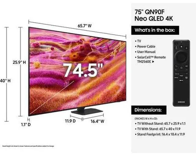 Alt view image 5 of 5 - Samsung QN90F Neo QLED TV 75-Inch 4K Smart in Titan Black - QN75QN90FAFXZA