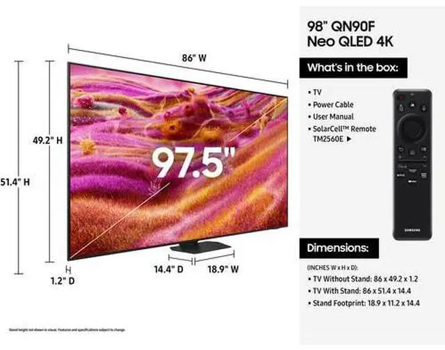 Alt view image 5 of 5 - Samsung QN90F Neo QLED TV 98-Inch 4K Smart in Titan Black - QN98QN90FAFXZA
