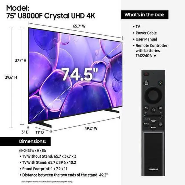 Alt view image 5 of 5 - Samsung U8000F 75" 4K HDR Smart LED TV - UN75U8000FFXZA