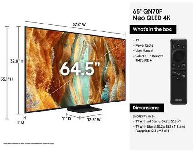 Alt view image 5 of 5 - Samsung QN70F Neo QLED 65-Inch 4K Smart in Black - QN65QN70FAFXZA