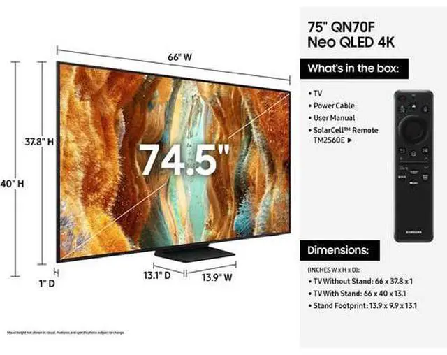 Alt view image 5 of 5 - Samsung QN70F Neo QLED 75-Inch 4K Smart in Black - QN75QN70FAFXZA