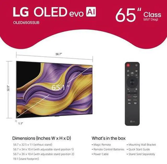 Alt view image 3 of 5 - LG OLED65G5W 65 inch Class G5 Series 4K OLED evo AI Smart TV