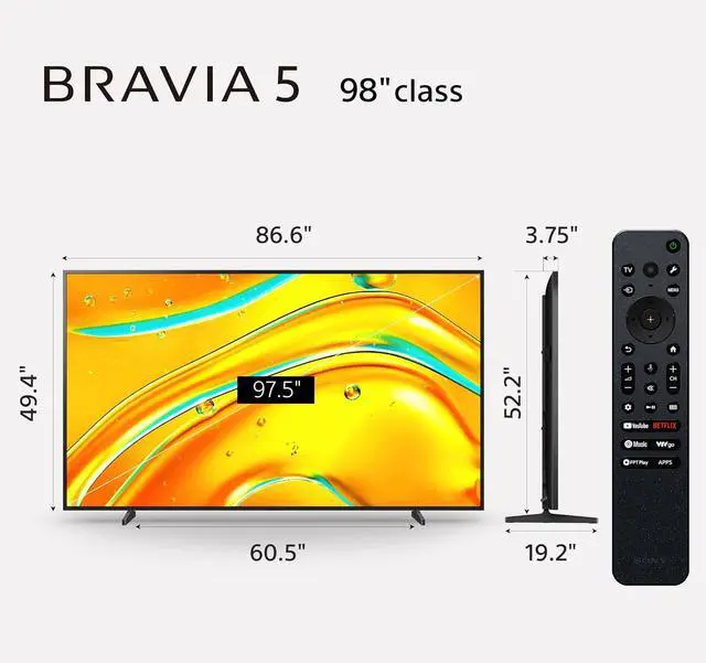 Alt view image 2 of 6 - Sony BRAVIA 5 Mini LED TV 98-Inch 4K Smart with Google TV - K98XR50