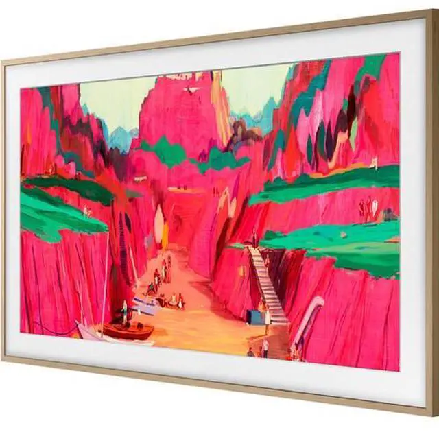 Alt view image 3 of 18 - SAMSUNG 85 The Frame Customizable Bezel (2025 Model), Magnetic, Quick and Easy Installation, VG-SCFF85TKBZA, Modern Teak