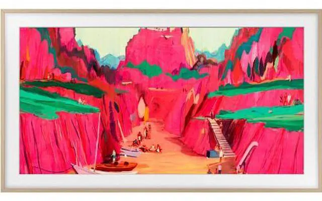 Alt view image 2 of 18 - SAMSUNG 85 The Frame Customizable Bezel (2025 Model), Magnetic, Quick and Easy Installation, VG-SCFF85TKBZA, Modern Teak