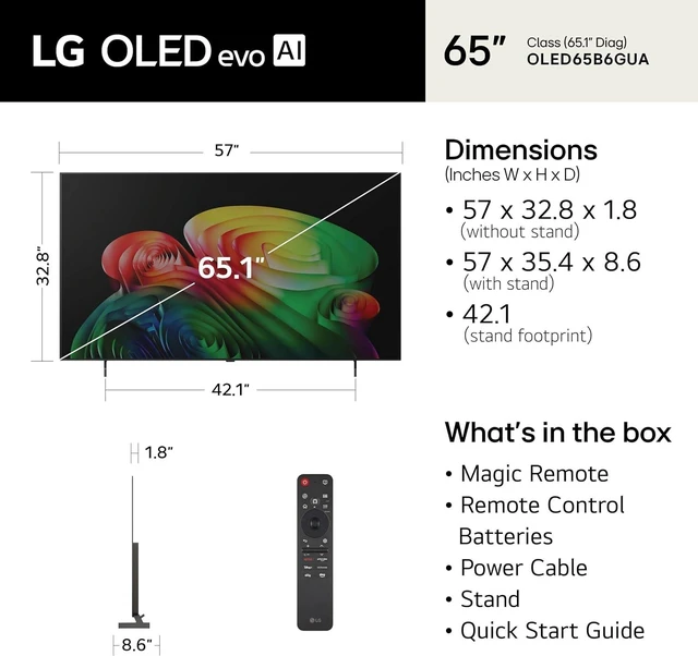 Alt view image 2 of 6 - LG OLED B6 4K 65-Inch Smart TV - OLED65B6GUA