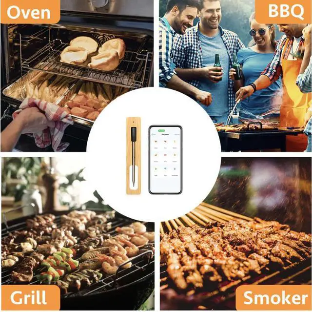 Alt view image 6 of 7 - 2PIN Wireless Meat Thermometer with APP 5.2 Bluetooth, 160FT Range Wireless Smart Meat Thermometer, Smart Cooking Thermometer for Oven, Grilling, Smokers, BBQ
