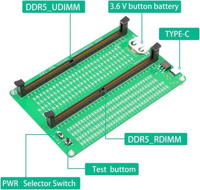 Alt view image 3 of 6 - ddr5 Memory Tester, Desktop Computer DDR5 Memory Performance Tester, Short circuit Test Card with LED Indicators for Desktop Computer DDR5 Rimm/Udimm Memory Failures test board